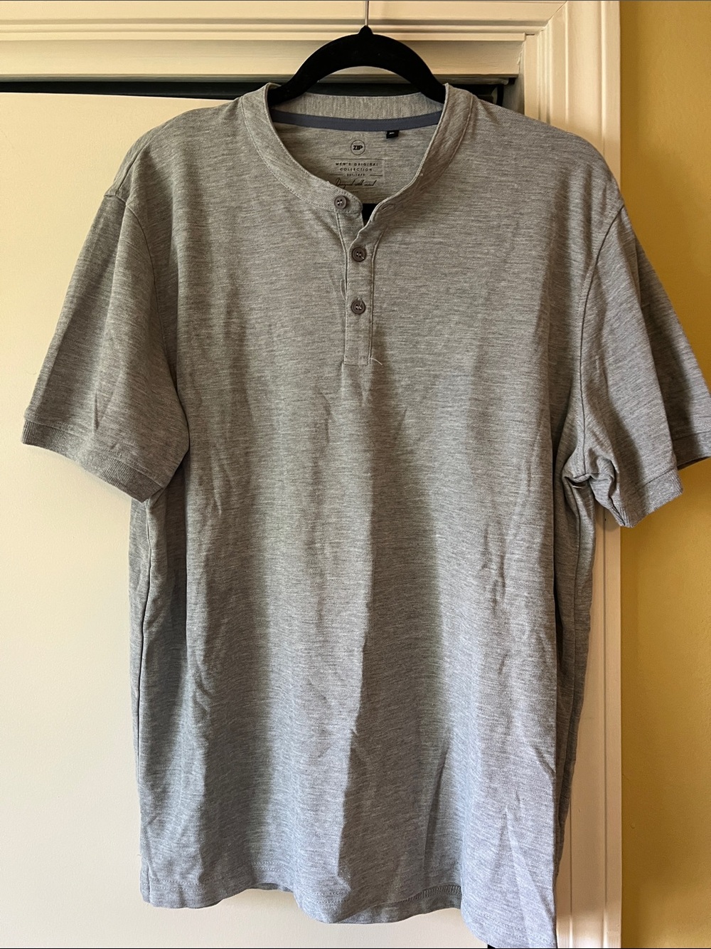 Men's Short Sleeve Henley Shirt - Light Gray XL
